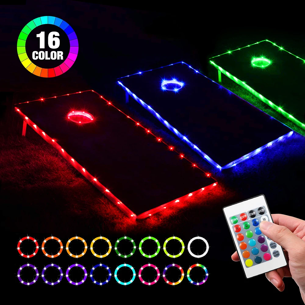 

Remote Control Cornhole Board Edge and Ring LED Lights, 16Color changed Cornhole light set