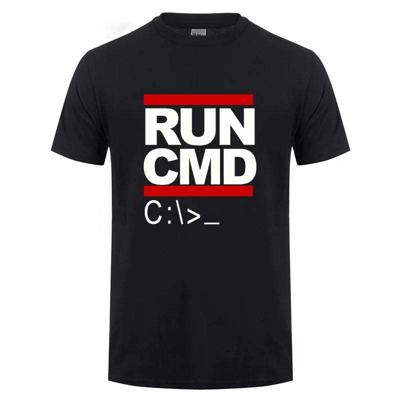 

Футболки с компьютерным программатором Run Cmd, забавный подарок на день рождения для мужчины, парня, мужа, летняя хлопковая футболка с коротки...