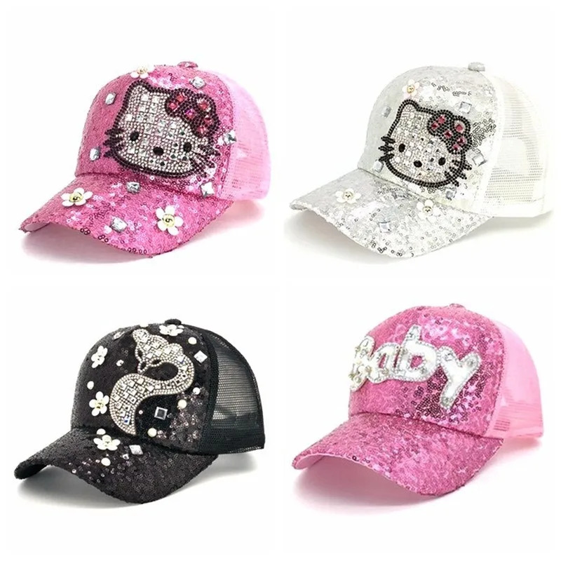 Hello Kitty Kids Sun Hats Cute Sequins 
