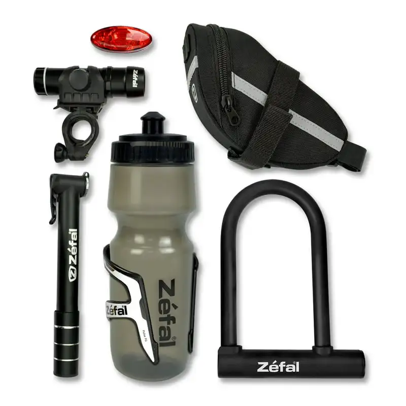 

Bike Accessories 7-Piece Set (Bag, Lock, Water Bottle + Cage, Pump, Light Set)