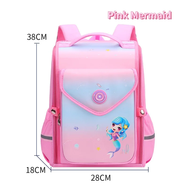 New Grade 1-6 Gradient Pink Children Cartoon Unicorn Mermaid Dinosaur Backpacks Girl Boy British Style Fashion Large Schoolbags