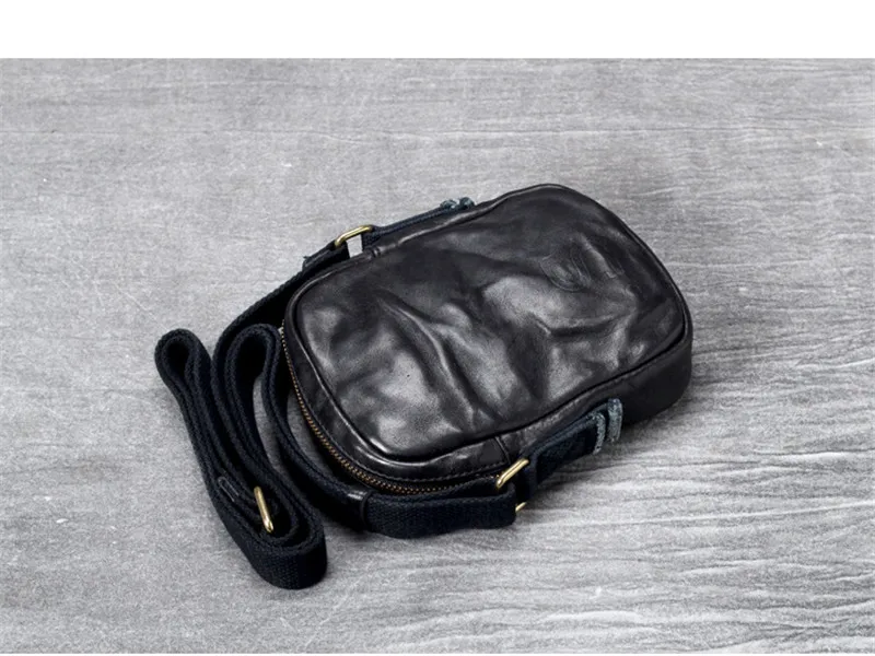 Vintage luxury genuine leather daily light men small mobile phone bag casual organizer real cowhide mini shoulder messenger bag