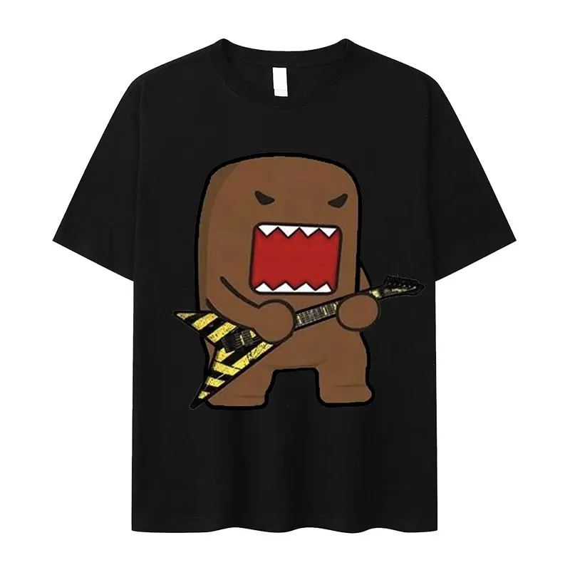 Funny Domo Kun Doll Rock Meme T Shirts Men Retro High Quality Fashion T-Shirt Unisex Harajuku Oversized Cotton Tshirt Streetwear