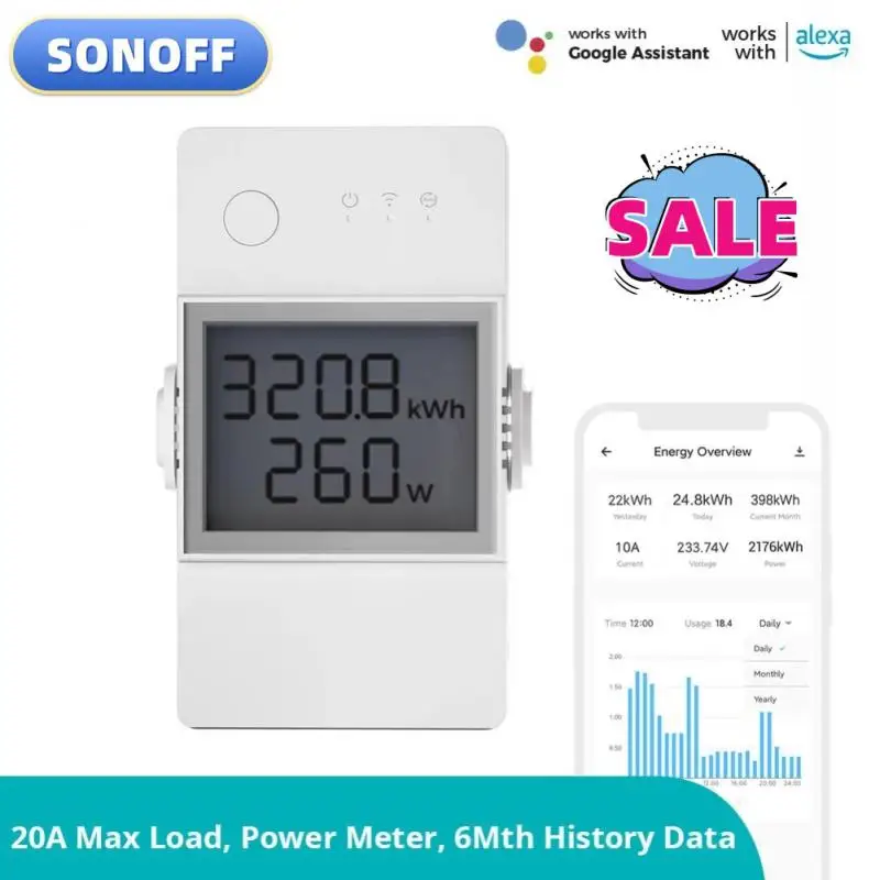 

Купите 1 получите 1 SONOFF POW Elite Интеллектуальный измеритель мощности Switch 16A /20A Wifi умный дом переключатель с ЖК-экраном работает с Alexa Google Home