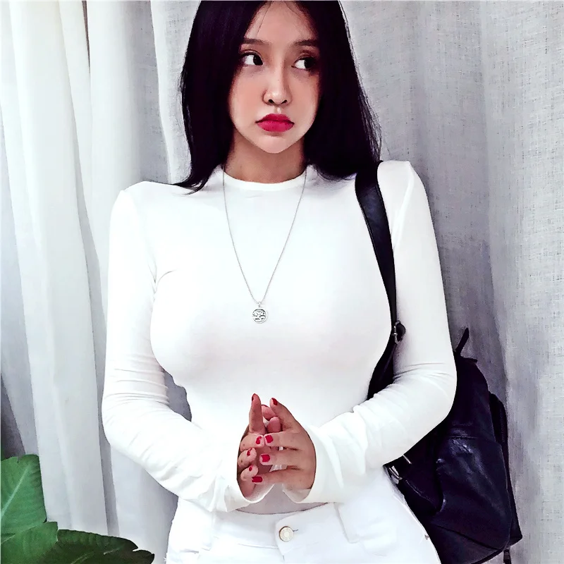 

Summer jacket long sleeve Korean style spring and autumn sexy T-shirt women's fashion stretch women's slim T-shirt women tops