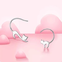 100 s925 sterling silver naughty cat hypoallergenic ladies earrings fashion simple cat earrings trendy silver jewelry gifts