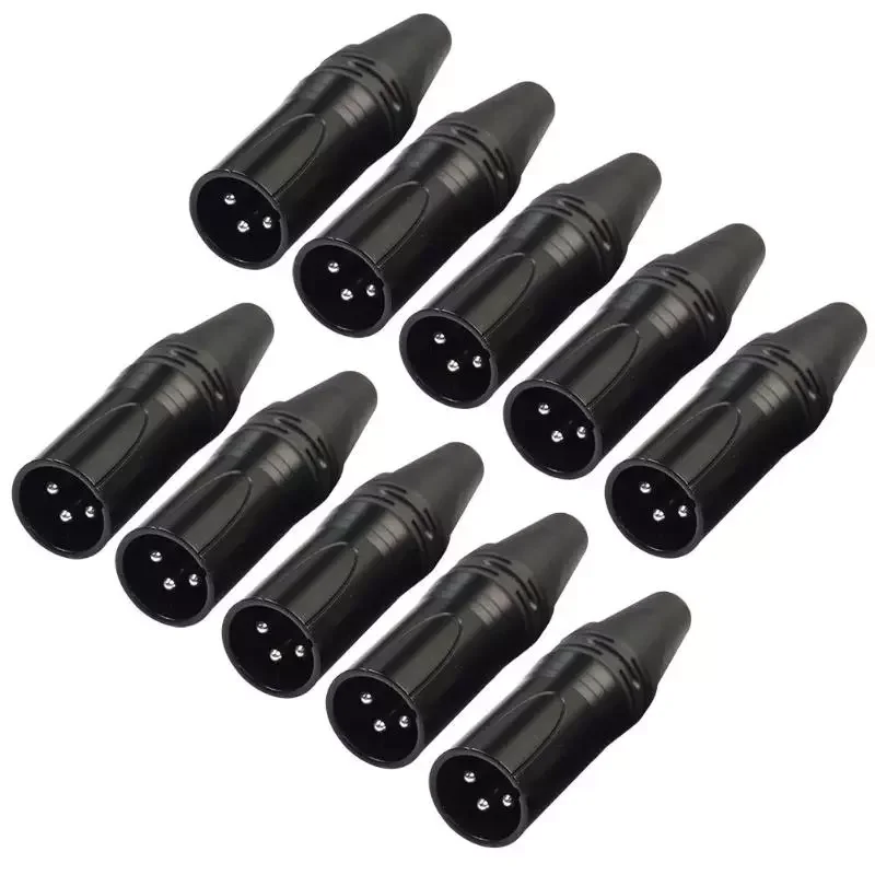 

NEW 10pcs XLR 3Pin Male DIY Audio Cable Mic Connectors Solder Welding Plug Cannon Plug Pin Thick Copper Core High-end Mic Adapte