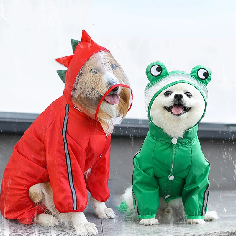

Куртка корги для водонепроницаемых домашних животных Мопсов большой лягушки модные стильные дождевики для собак пальто динозавр дождь собак Одежда Тедди Средний Маленький