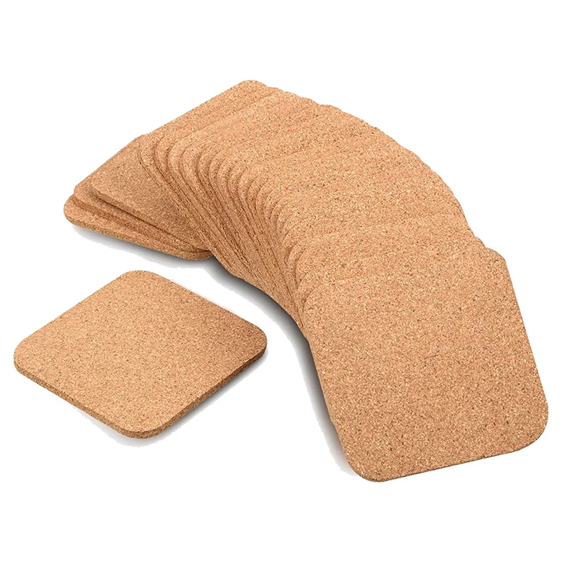 

24 Pack Square Cork Coasters For Drinks,Bar Coasters Absorbent Heat Resistant Reusable Saucers For Wine Glasses Cups