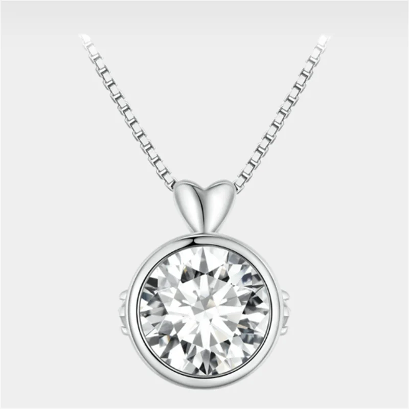 

MSN013 Lefei модное роскошное классическое круглое ожерелье из муассанита с креативным дизайном в виде крыльев сердца для женщин серебро 925 пробы