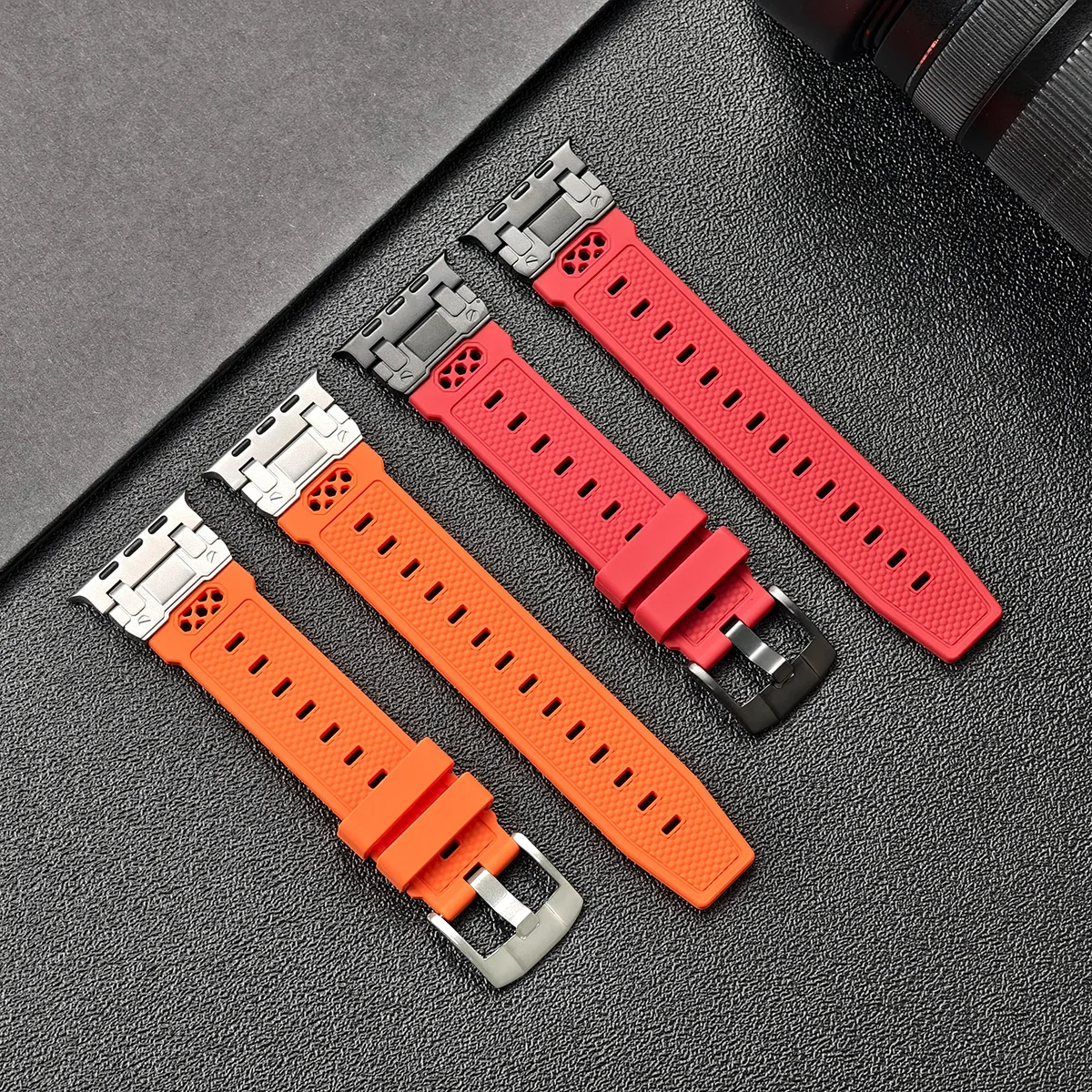 Силиконовый ремешок для Apple Watch Band 49 мм 45 44 42 металлический разъем спортивный