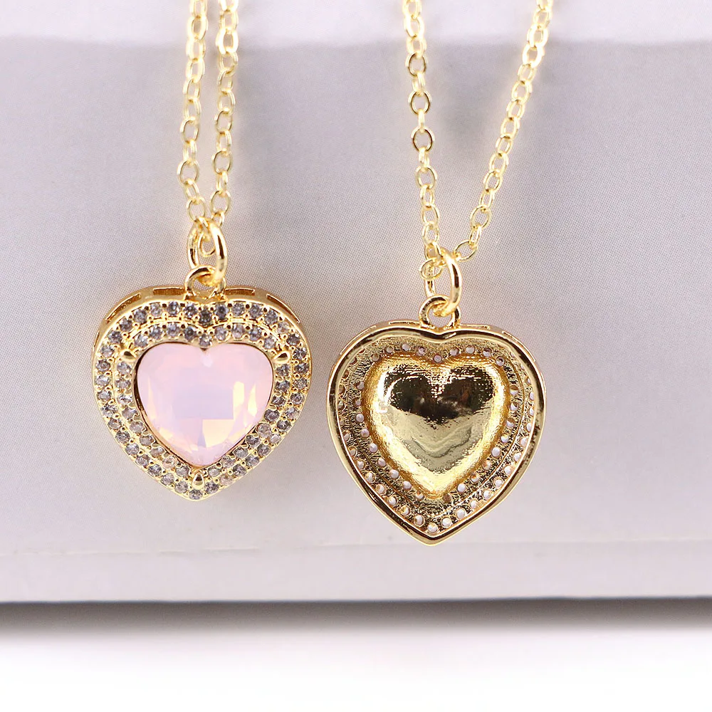 

Crystal Zircon Heart Pendant Necklace For Women Vintage Gold Color Choker Necklaces 2022 Bohemian Jewelry