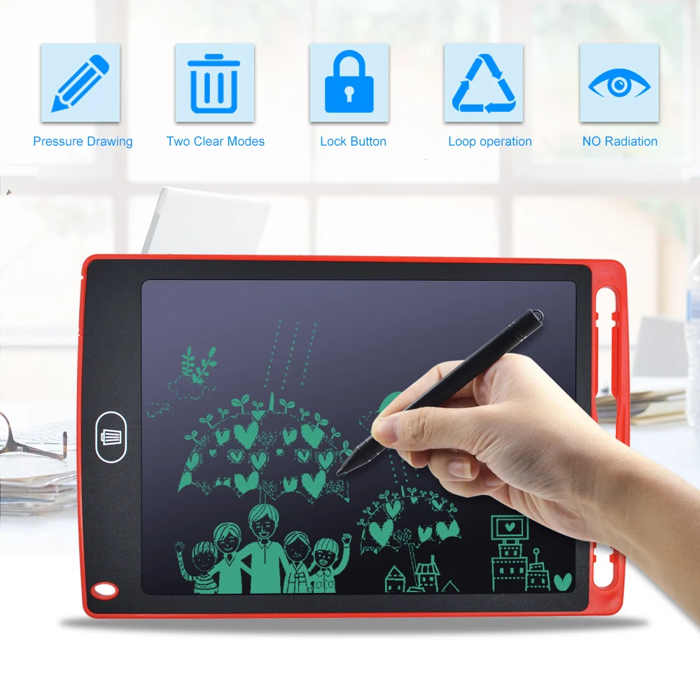

8.5 Inch Smart LCD Hand-Writing Tablet Electronic Notepad Kids Drawing Graphics Handwriting Board Educational Toy Button Battery