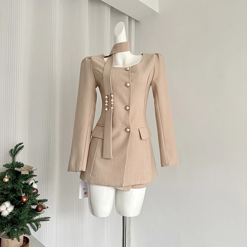 LUZHEN 2024 осенний элегантный дизайн с жемчужными пуговицами тонкий пиджак пальто