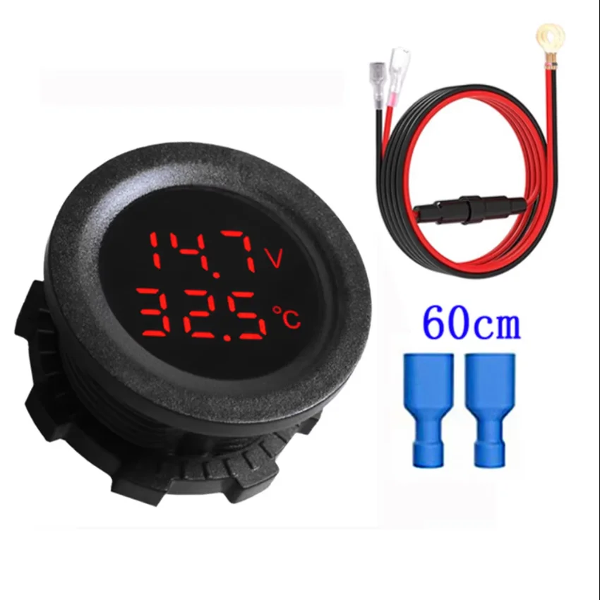 

Kebidumei автомобильный круглый вольтметр температуры 12-24 В автоматический измеритель напряжения дисплей цифровые измерения автомобиль мотоцикл лодка термометр