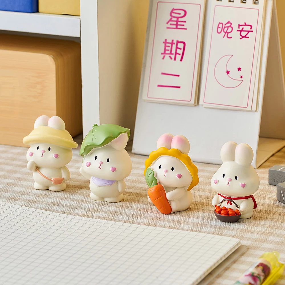

Lovely Bunny Decorative Ornaments Kawaii Desktop Accessories Office Decoration Car Accessories Resin Figurines Home Decor Gift