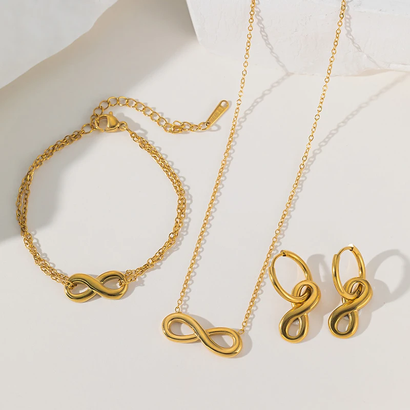 ANENJERY Нержавеющая сталь 316L &quot8&quot кулон ожерелье браслет серьги для женщин