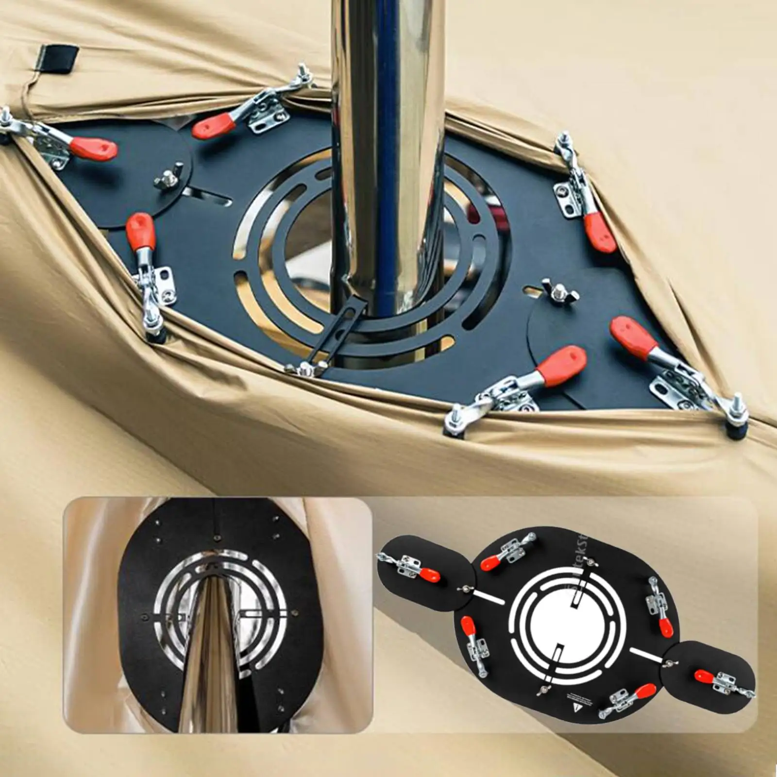 

Hot Tent Stove Jack Camping Stove Jack Stainless Steel Clip Tent Protector for Firewood Stove Highly Flame Retardant for Tent