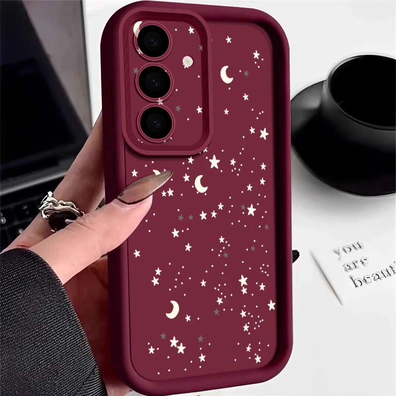 Фото Чехол с принтом звезд и луны для Samsung Galaxy A18 A57 A37 A27 A56 A16 A17 A55 a54 A26 A36 S26 S25 S24 S23 s22 Ultra S26 FE №1