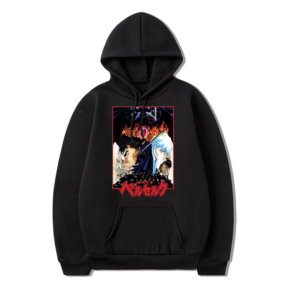 

Anime Berserk Guts 2022 High Street Japanese Design Comics Print Winter Long Sleeve Loose Casual Man Hoodie Hip Hop Oversized