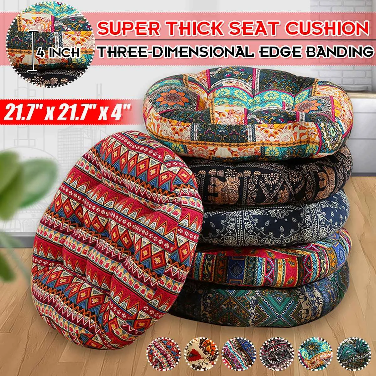 

Льняные подушки 55x55 см, диванная подушка, толстый круглый большой напольный коврик, подушка для медитации, в японском стиле, для балкона и ок...