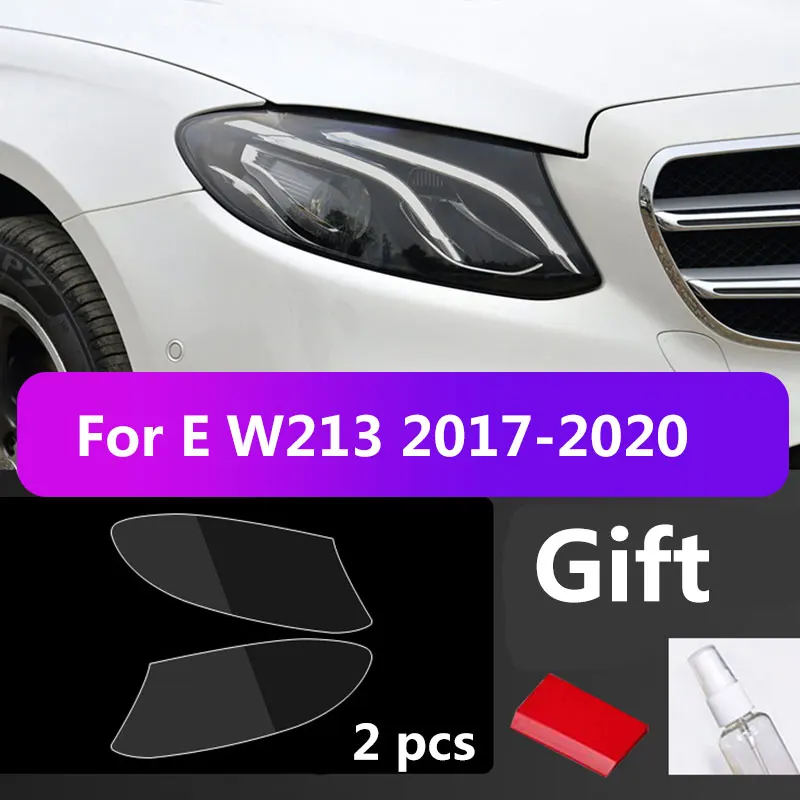 

2Pcs Car Headlight Protective Film For Mercedes Benz W213 A238 E 260 300 200 Black Sticker Transparent Decoration Accessories