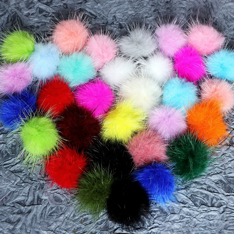 

10cs Mink Pompoms Jewelry Making Materials Detachable Magnetic Fluffy Fur Hairballs DIY Nail Art Decoration Keychain Accessories