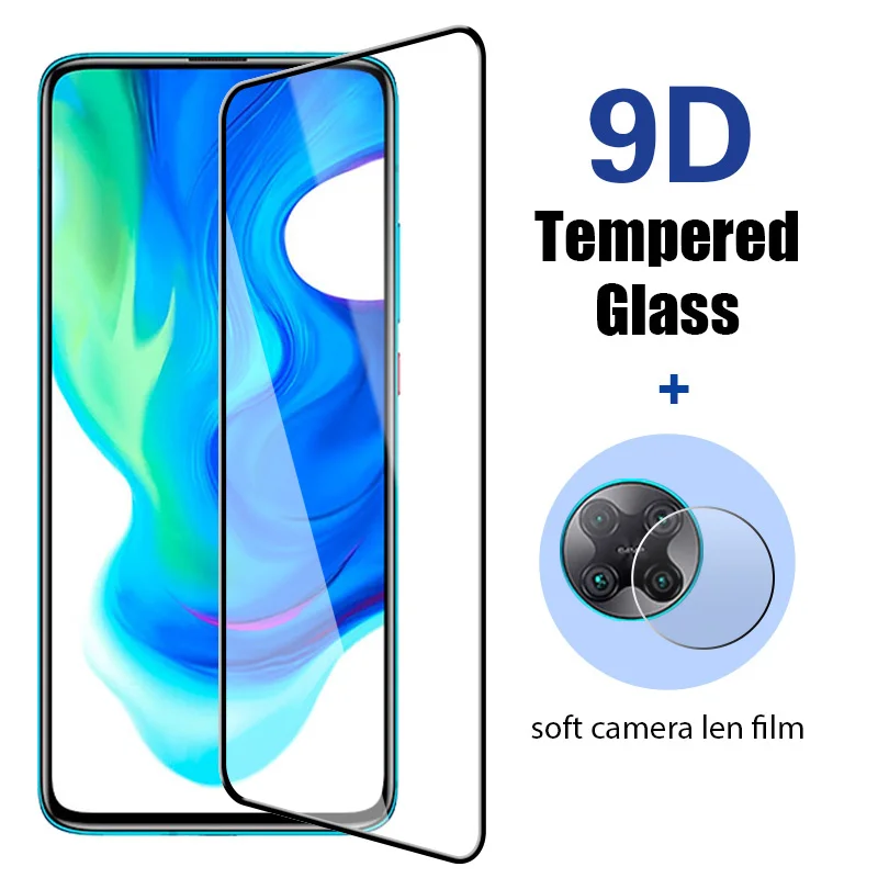 

Back Len Screen Protector on Xiaomi Poco M3 F2 Pro X2 M2 C3 2 in 1 9D Tempered Glass for Poco X3 Coverage Pocophone X3 NFC Glass
