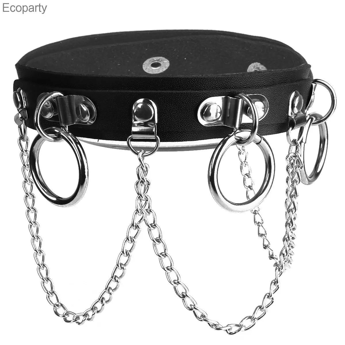 

Unisex Men Adult Sexy Toys Punk Gothic Choker Collar PU Leather Choker Necklace Collar with Metal O-Rings Chains for Club Party