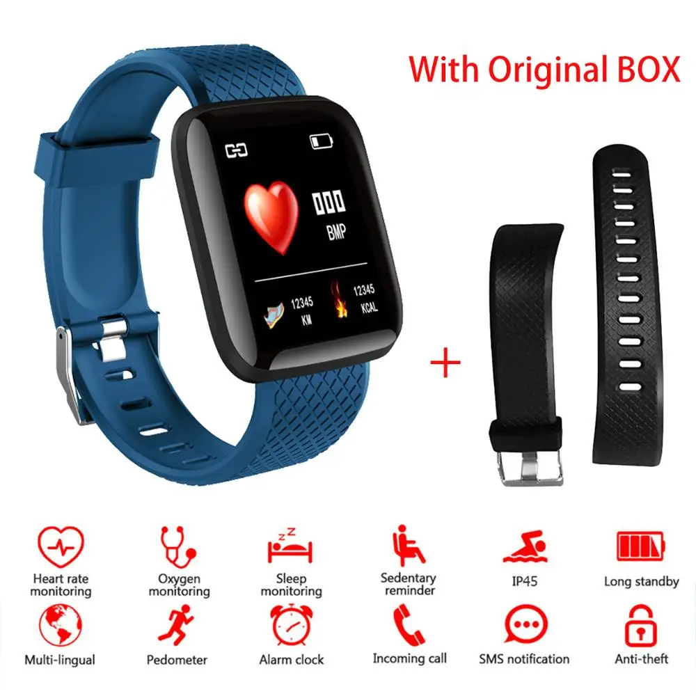 

116PLUS Sports Smart Watches Clock Woman Watch Mens Bluetooth Blood Pressure Measurement Heart Rate Monitor Wristwatch Bracelet