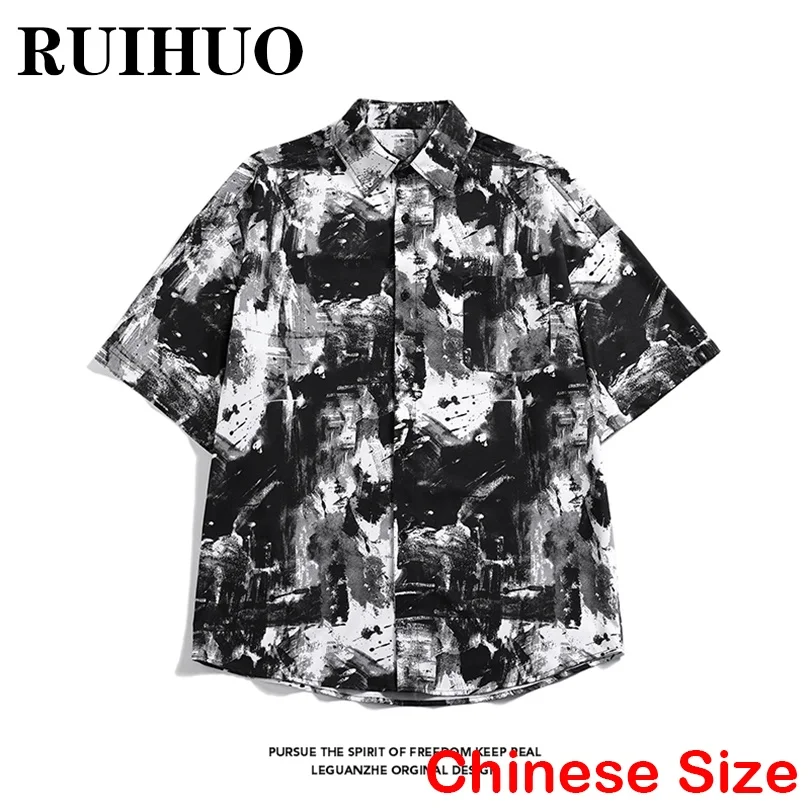 

Рубашка RUIHUO для мужчин, модная одежда, китайский Размер 4XL, мужская рубашка, одежда в стиле Харадзюку, винтажная Весенняя коллекция 2022 года, н...