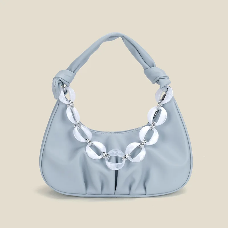 

Acrylic Chain Bag 2022 New Messenger Bag High-end French Shoulder Bag Niche Bag Underarm Bag Crescent Bag Pleated Cloud Bags