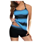 Женские Танкини с высокой талией и принтом на бретельках, набор танкини больших размеров, купальные костюмы, платье для плавания, женская одежда для плавания, купальник с черным принтом