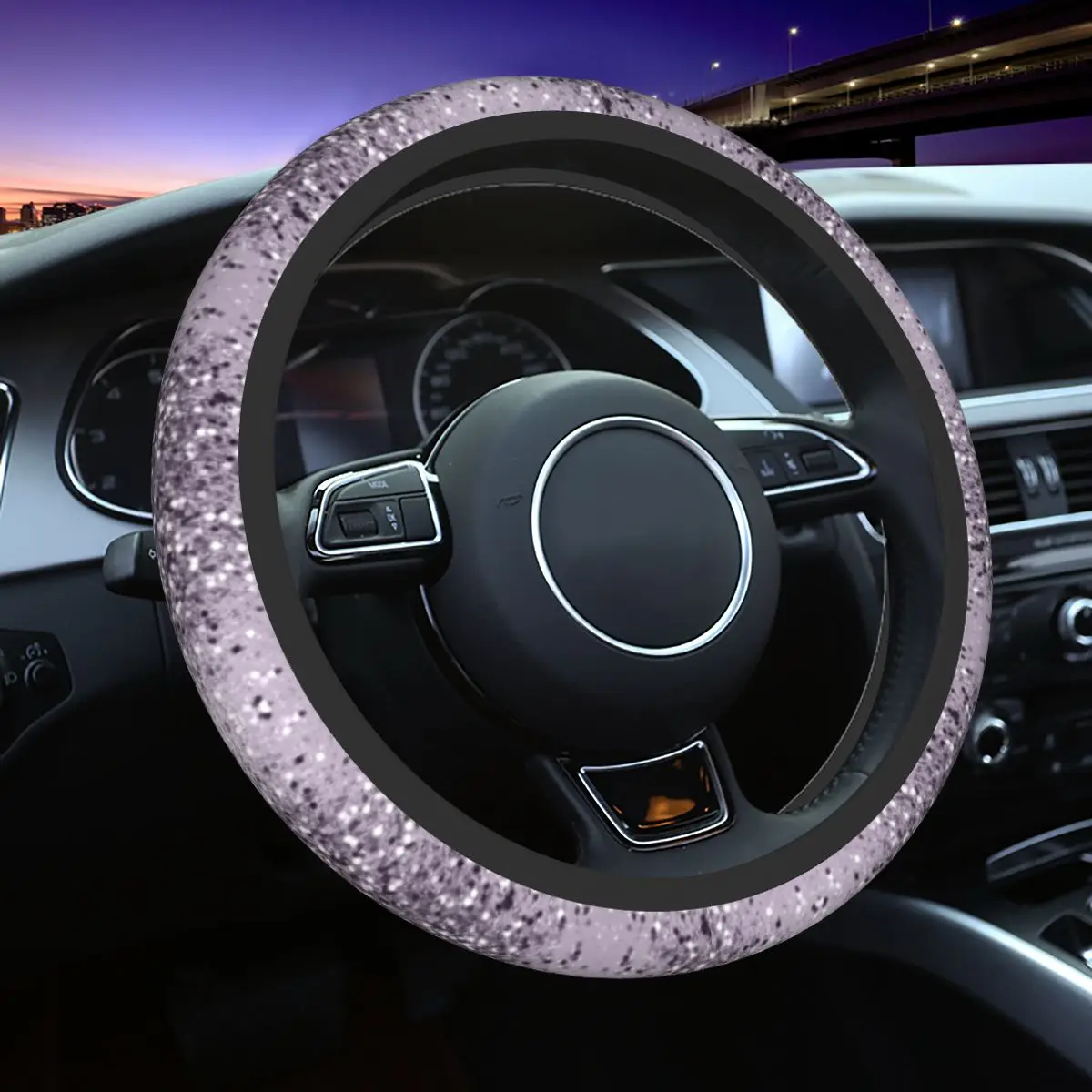 

Sparkling Lavender Lady Glitter Car Steering Wheel Cover 38cm Non-slip Auto Steering Wheel Protector Fashion Car Accessories