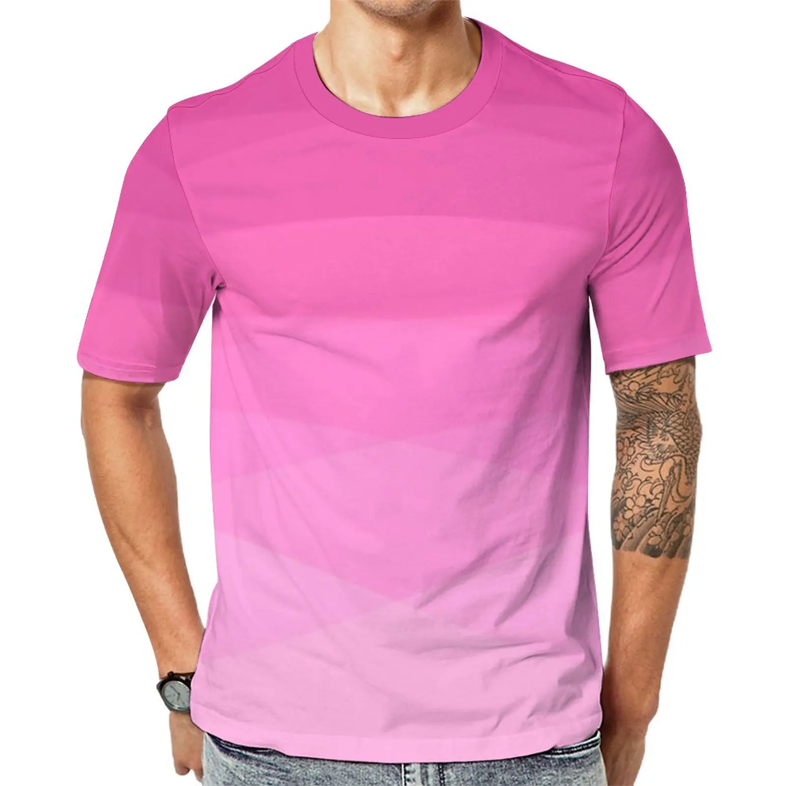 

Pink Ombre Print T Shirt Gradient Purple Trending T-Shirts Couple Streetwear Tshirt Summer Short-Sleeve Print Clothing Big Size