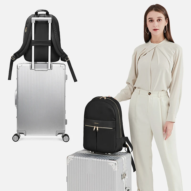 Fashion Women's Laptop Bag PU+Polyester Notebook Briefcase Case For 13 14 15Inch Waterproof Laptop BackpackTravel Office Ladies