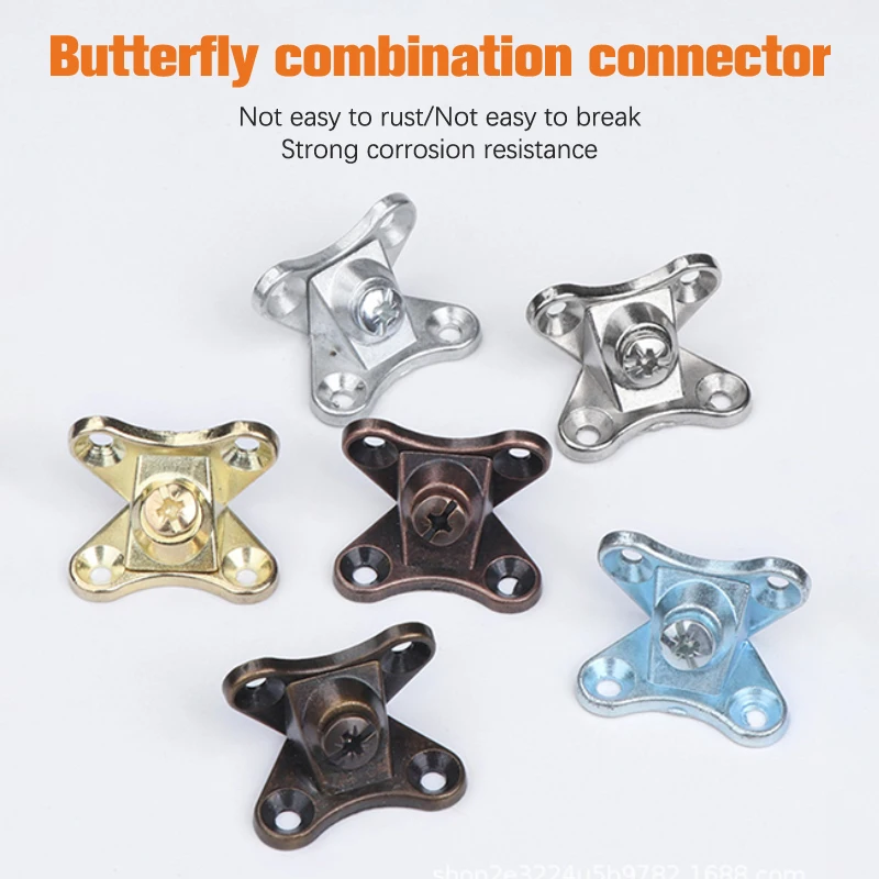 

Quick-Fit Alloy Butterfly Connector Cabinet Furniture Connection Angle Code Zinc Alloy Corner Brackets Screws Butterfly L-shaped