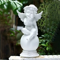cute cherub figurines ornament white resin crafts indoor outdoor angel sculpture home garden statues religious decoration
