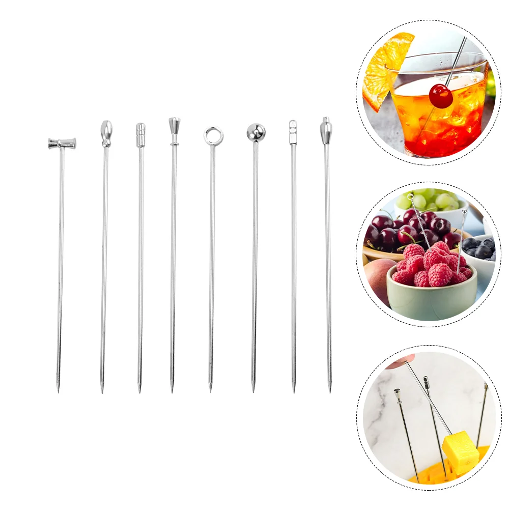 

8Pcs Appetizers Skewers Stainless Steel Cocktail Toothpicks Martini Picks Sandwich Picks Snack Picks