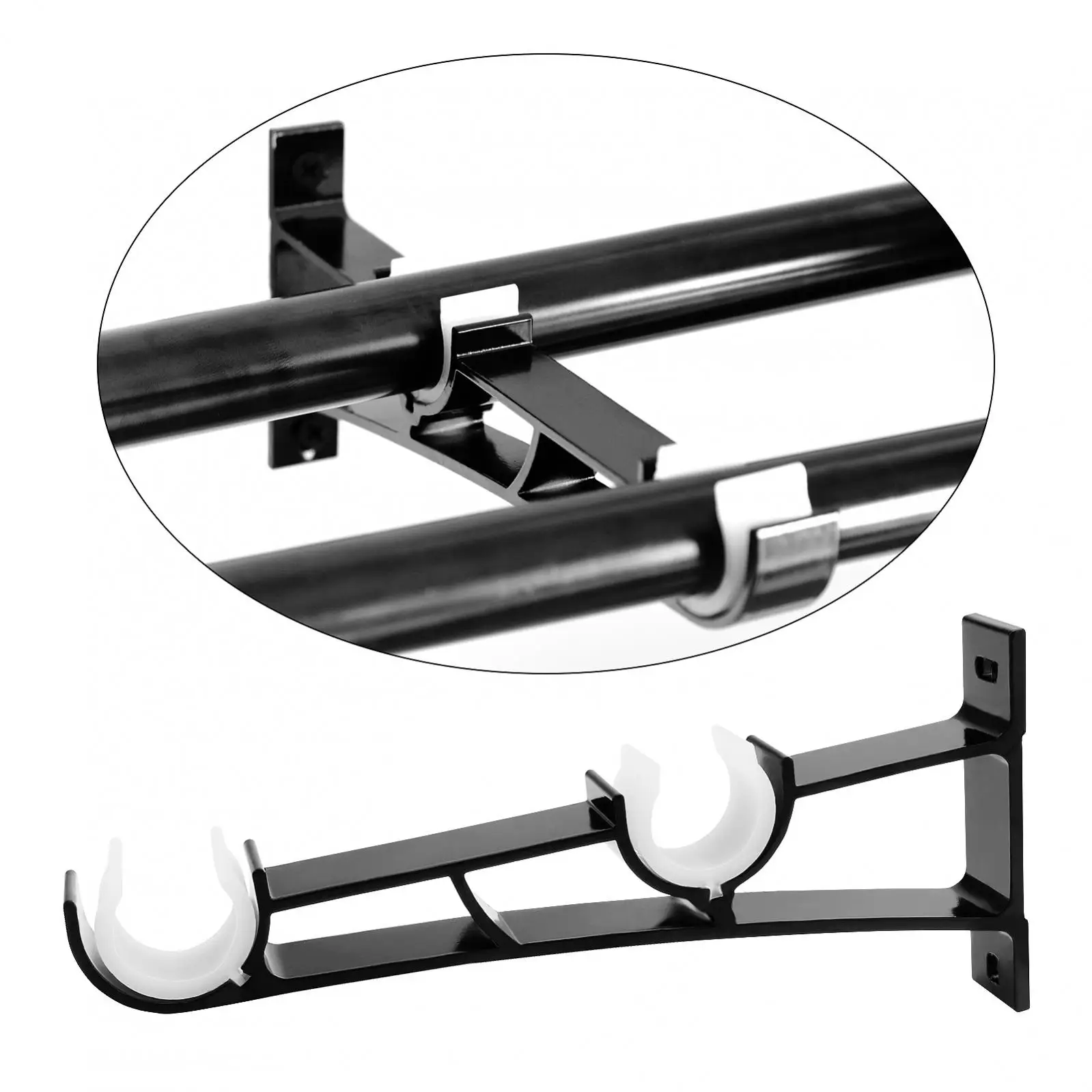 4 шт. черные двойные кронштейны из алюминиевого сплава для занавесок Римский