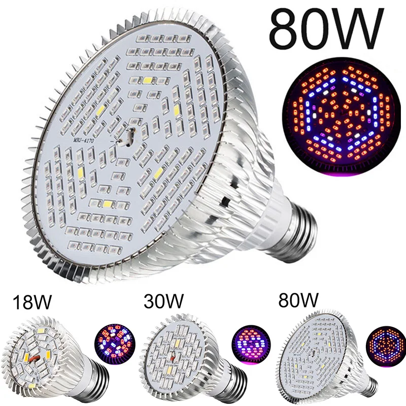

LED Grow Light 80W LED Growing Lamp Bulbs E27 For Plant Hydroponic Full Spectrum Hydroponic Full Spectrum Lighting Accessories