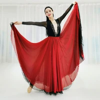 720 degree dance practice clothes show a long skirt double layer tencel elegant swing skirt travel party skirt