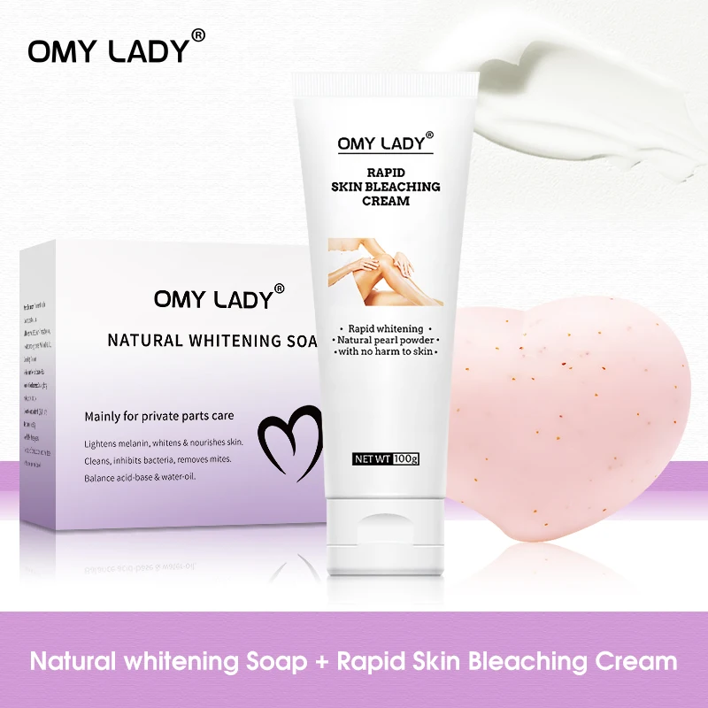 

OMY LADY Rapid Skin Bleaching Cream + Peach Scented Feminine Intimate Wash Whitening Body Scrub Yoni Soap
