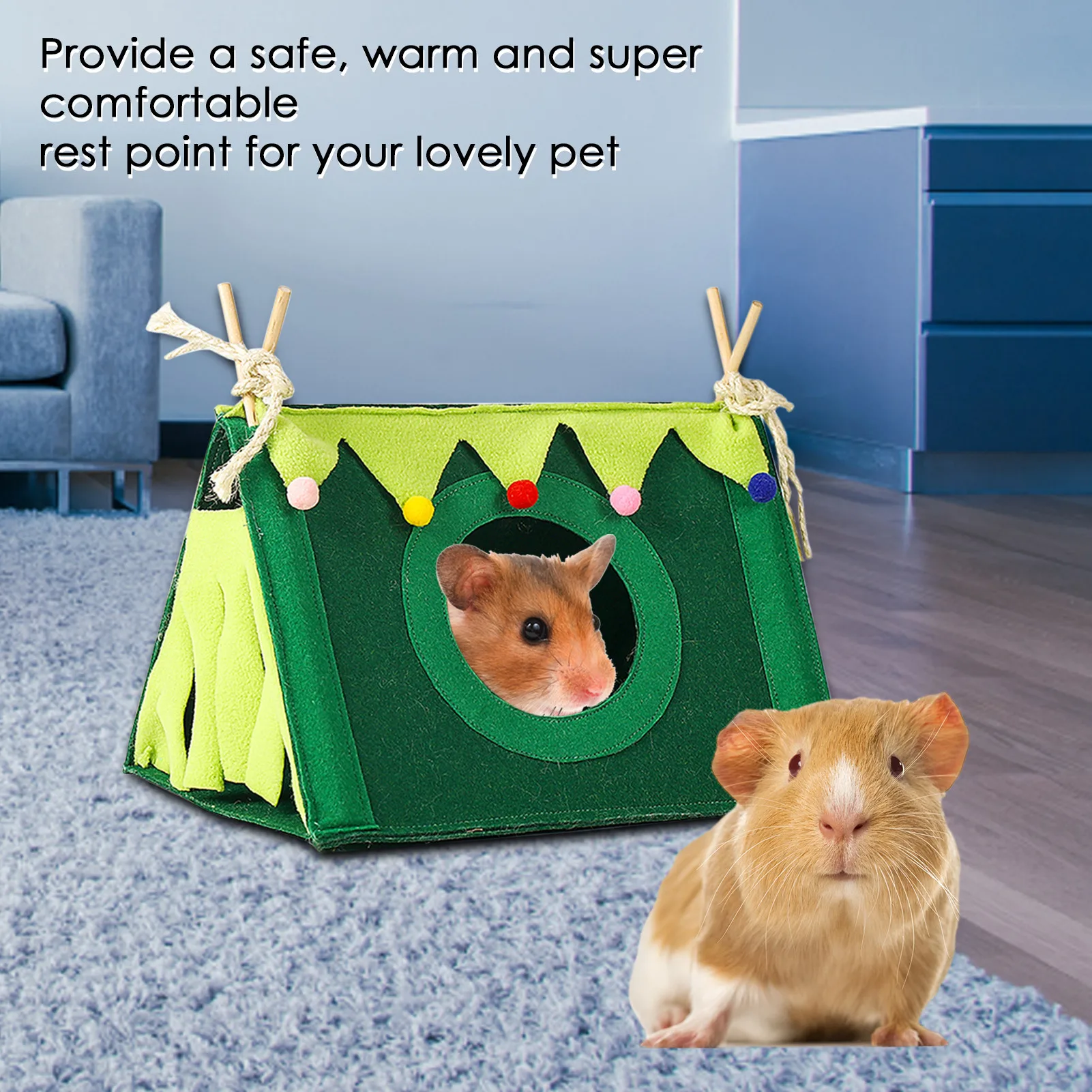 

Small Pet Nest Felt Tent Rabbit Nest Hamster House Hamster Cage Large Guinea Pig Cage Guinea Pig Small Animal Bed Accessories