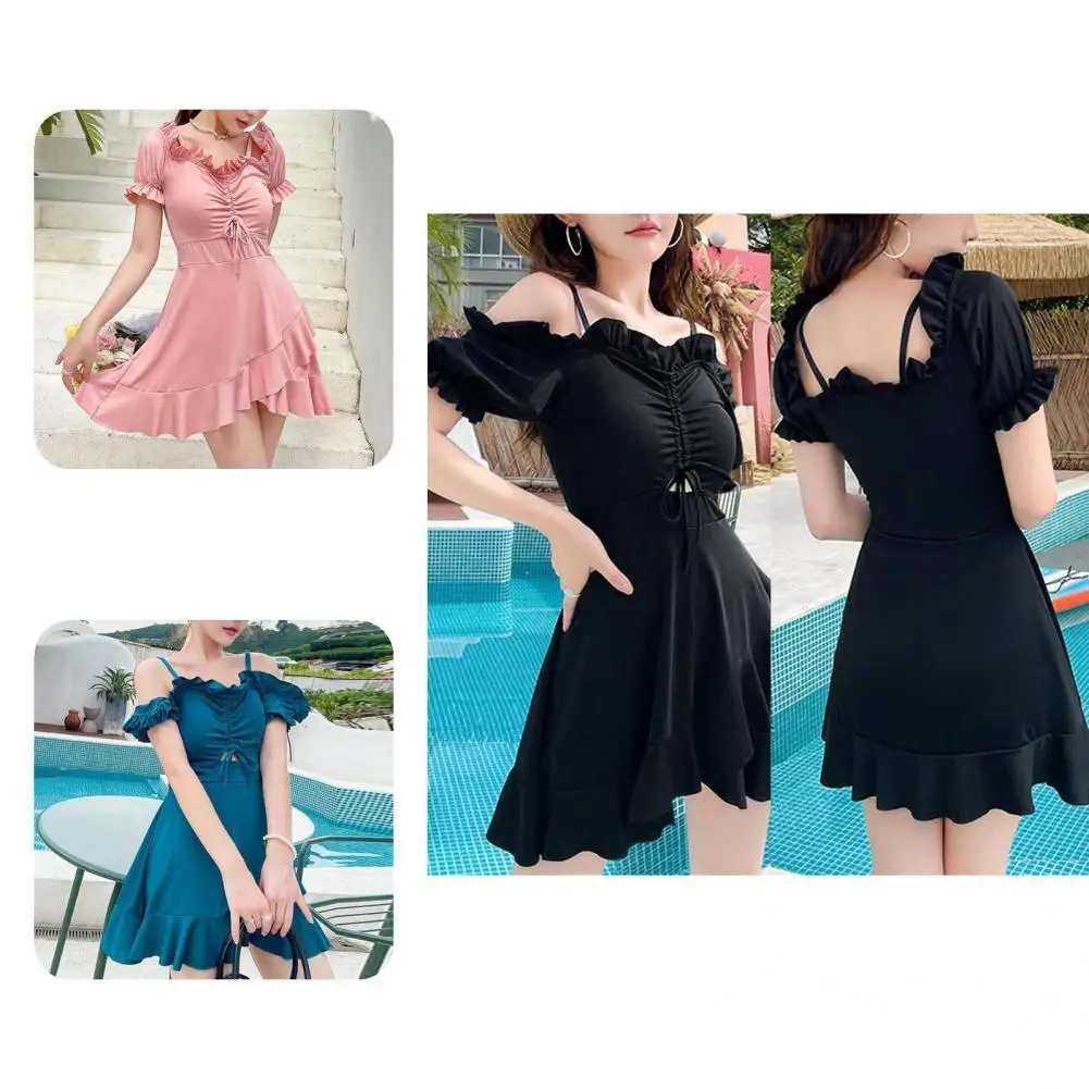 

Sexy Attractive Wireless Slim-fitting Swimwear Ladies Women Swimsuit Solid Color for Vacation