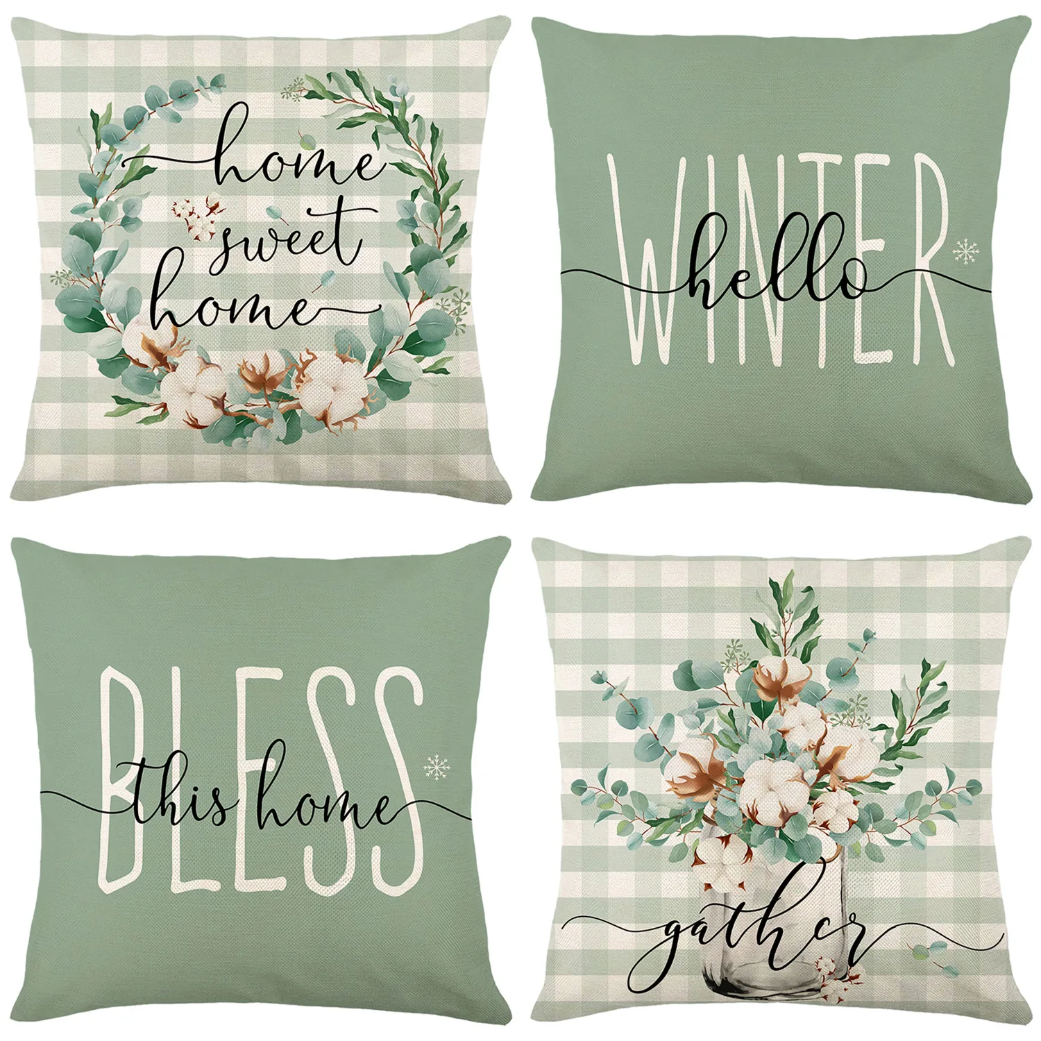 

Sweet Home Pillowcase Bless Flower Cotton Linen Pillow Case Sofa Bed Home Decor Bedroom Garden Chair Pillow Cover 45x45 Cm