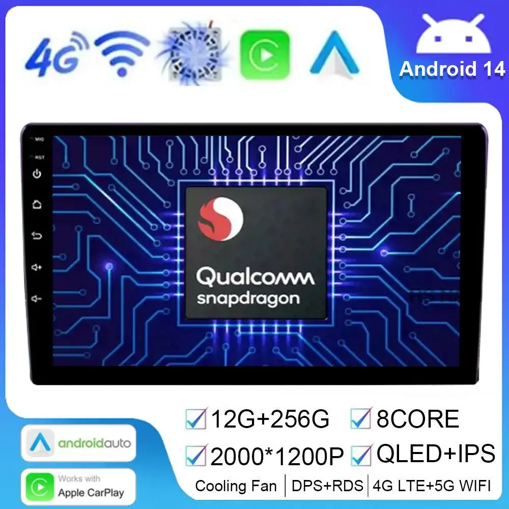 Фото Android 14, 9/10 дюйма, без рамки, навигация, видеоплеер, GPS, автомобильное радио, мультимедийный автомобиль, DSP, стерео, головное устройство, умная автомобильная Система BT №1