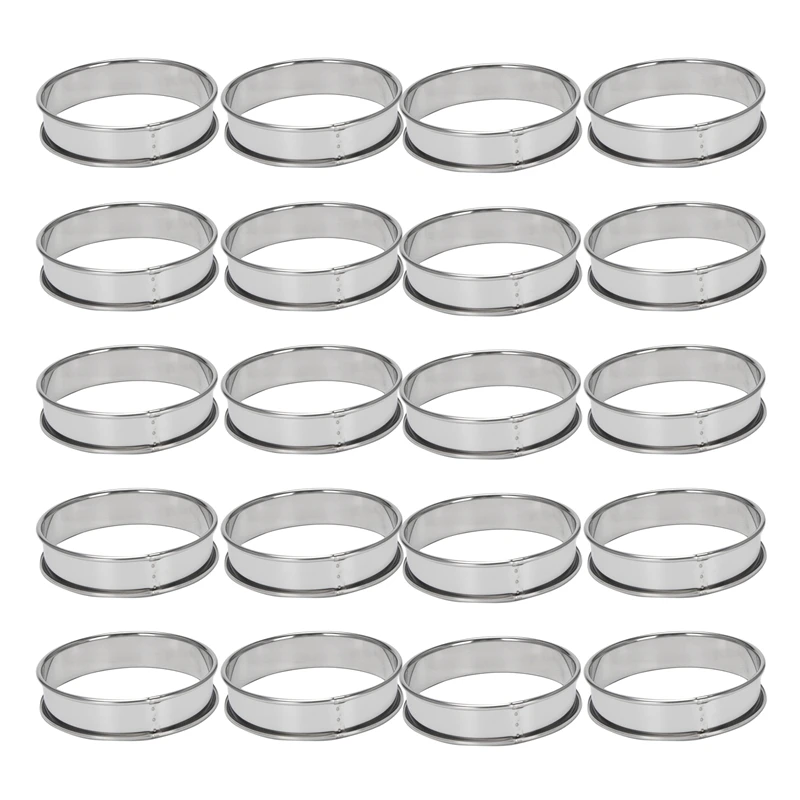 

AFBC 4 Inch Muffin Rings Crumpet Rings, Set Of 50 Stainless Steel Muffin Rings Molds Double Rolled Tart Rings Round Tart Ring