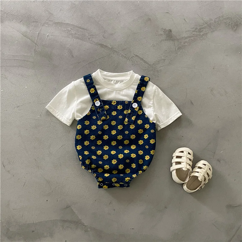 

Комплект детской одежды, Летние повседневные топы, комбинезон для девочек, комплект из 2 предметов для малышей, детская одежда