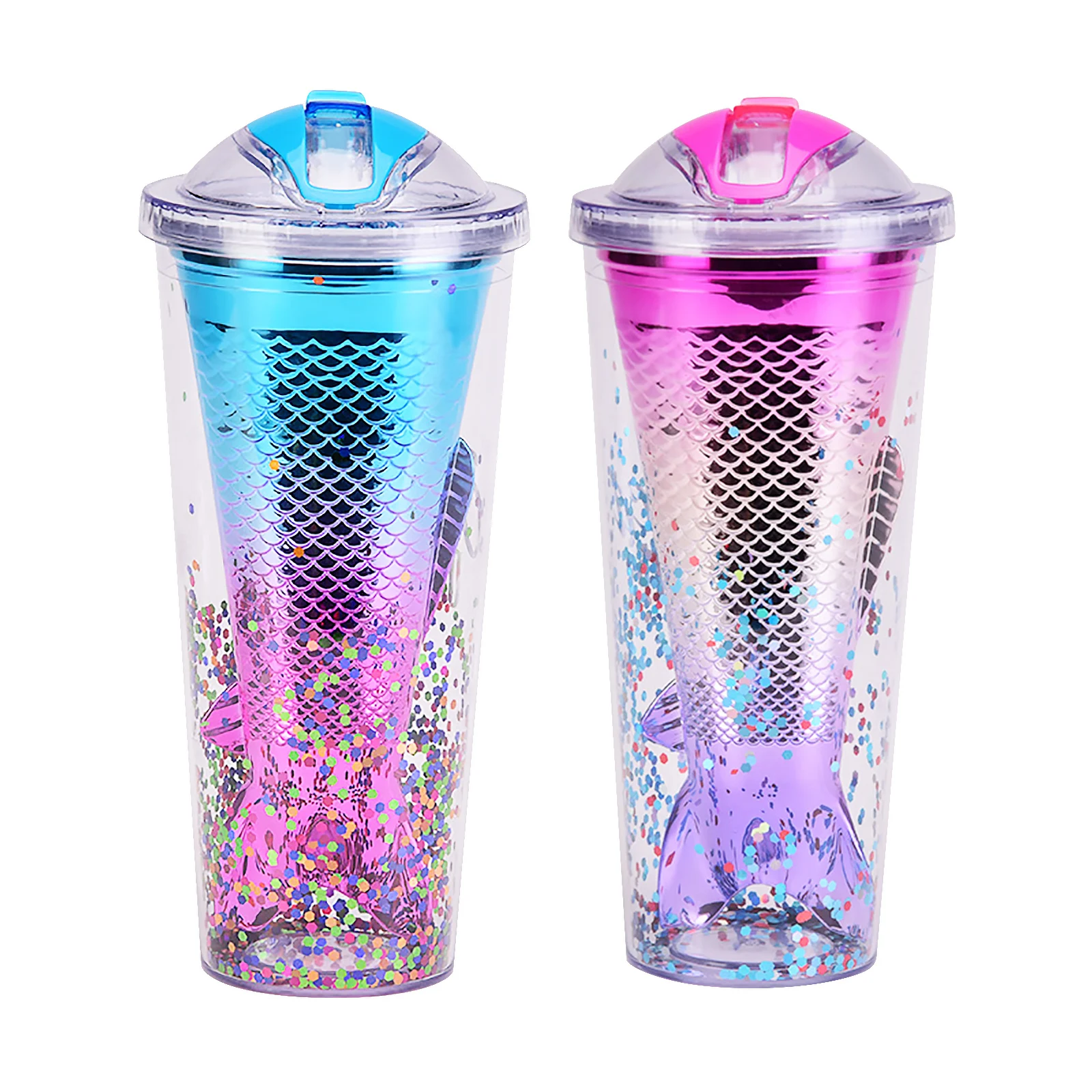 Бутылка для воды с двойными стенками изолированная пластиковая дорожная чашка